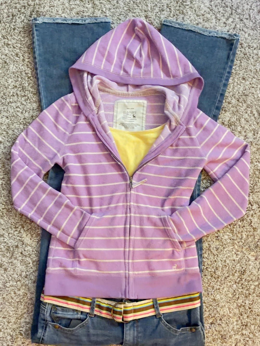 Rate Vintage Y2K Old Navy Lavender Stripe Zip Hoodie